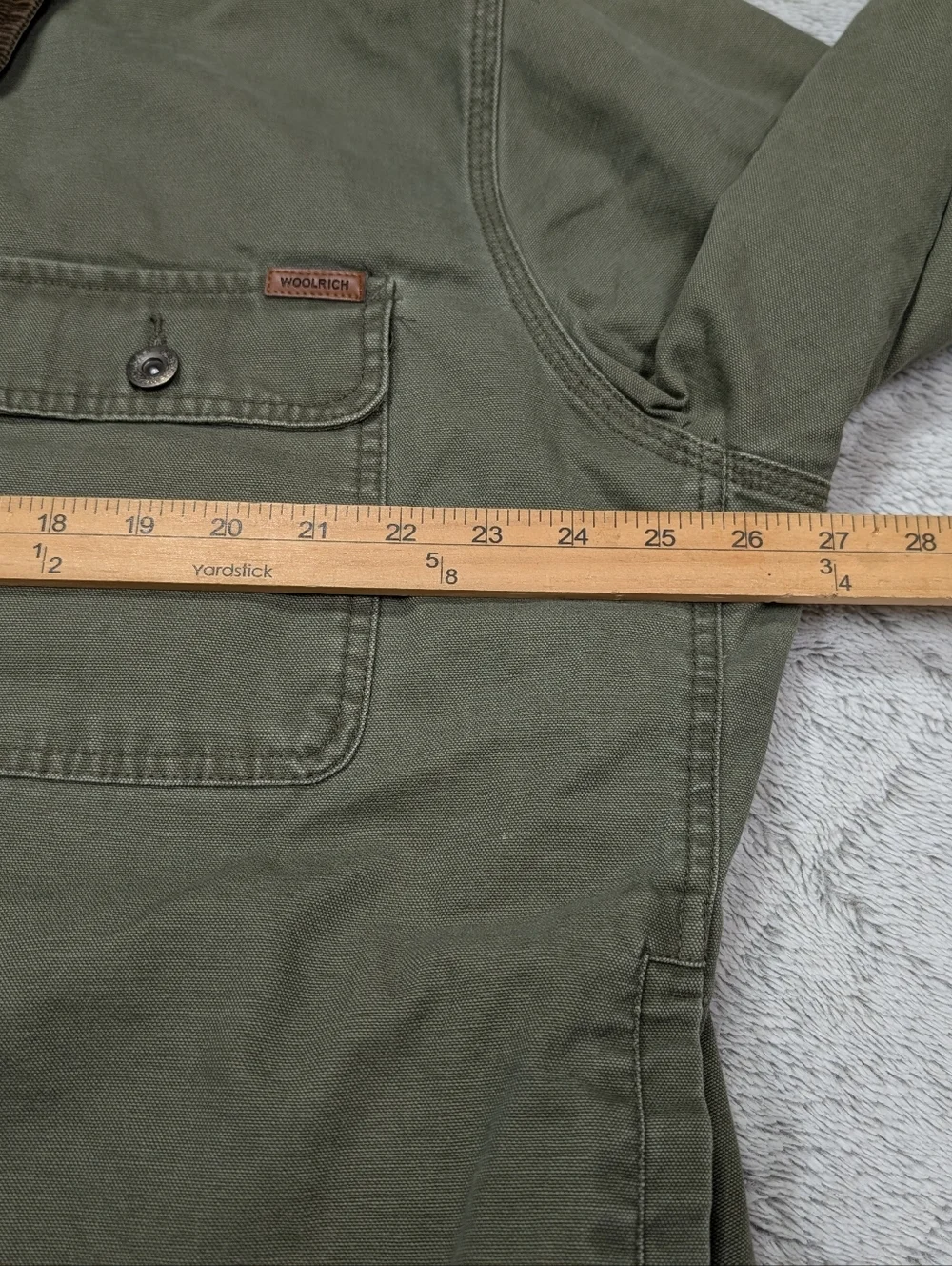 Woolrich Jacket Mens XXL Green Barn Chore Coat Canvas Sherpa Lined Rugged Work